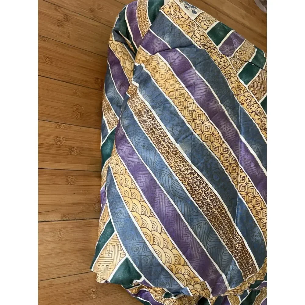 Vintage Hacci California Thin Down Comforter 95x95” QUEEN Floral geometric